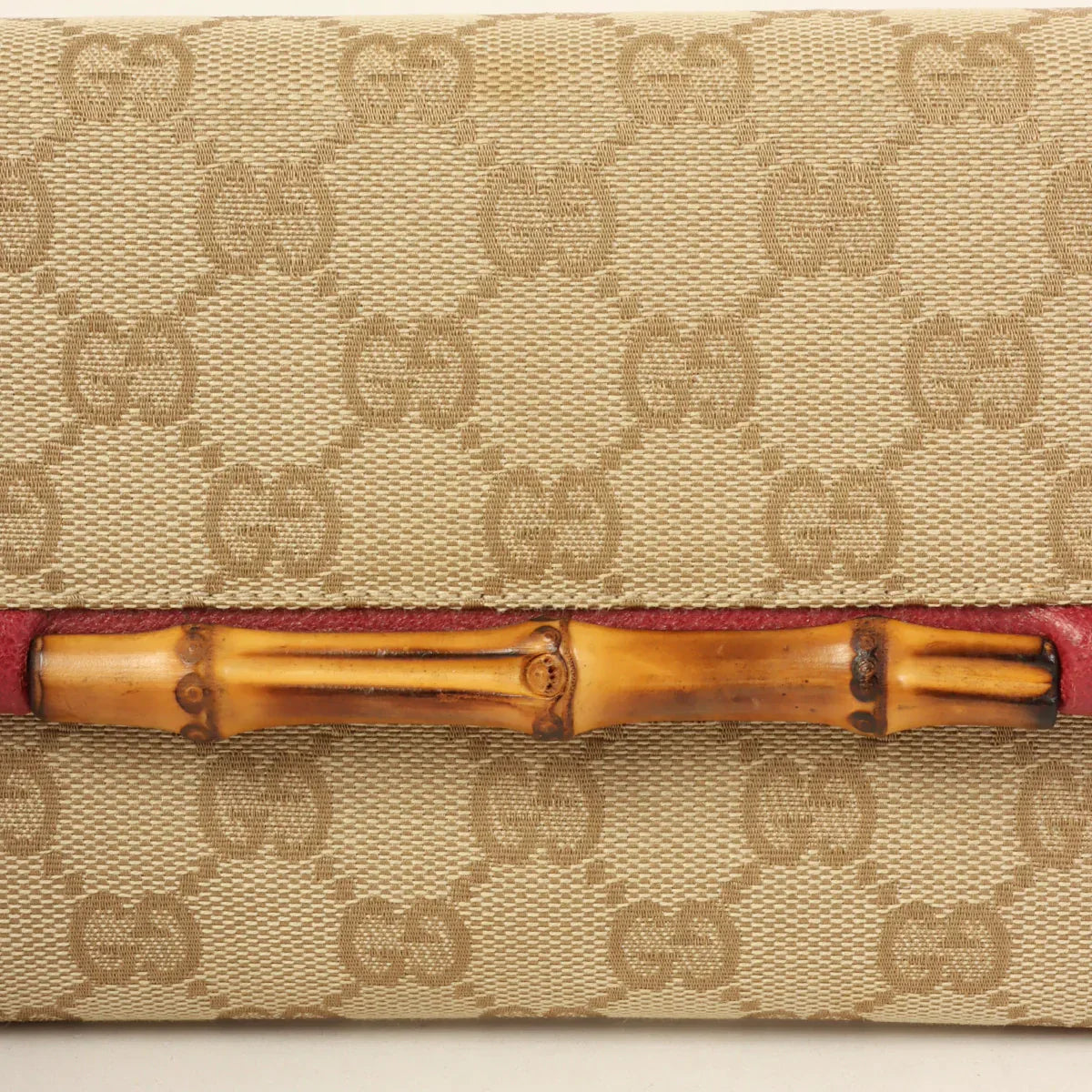 GUCCI Canvas Gg Pattern Bamboo 2Way Bag Beige/Wine Red