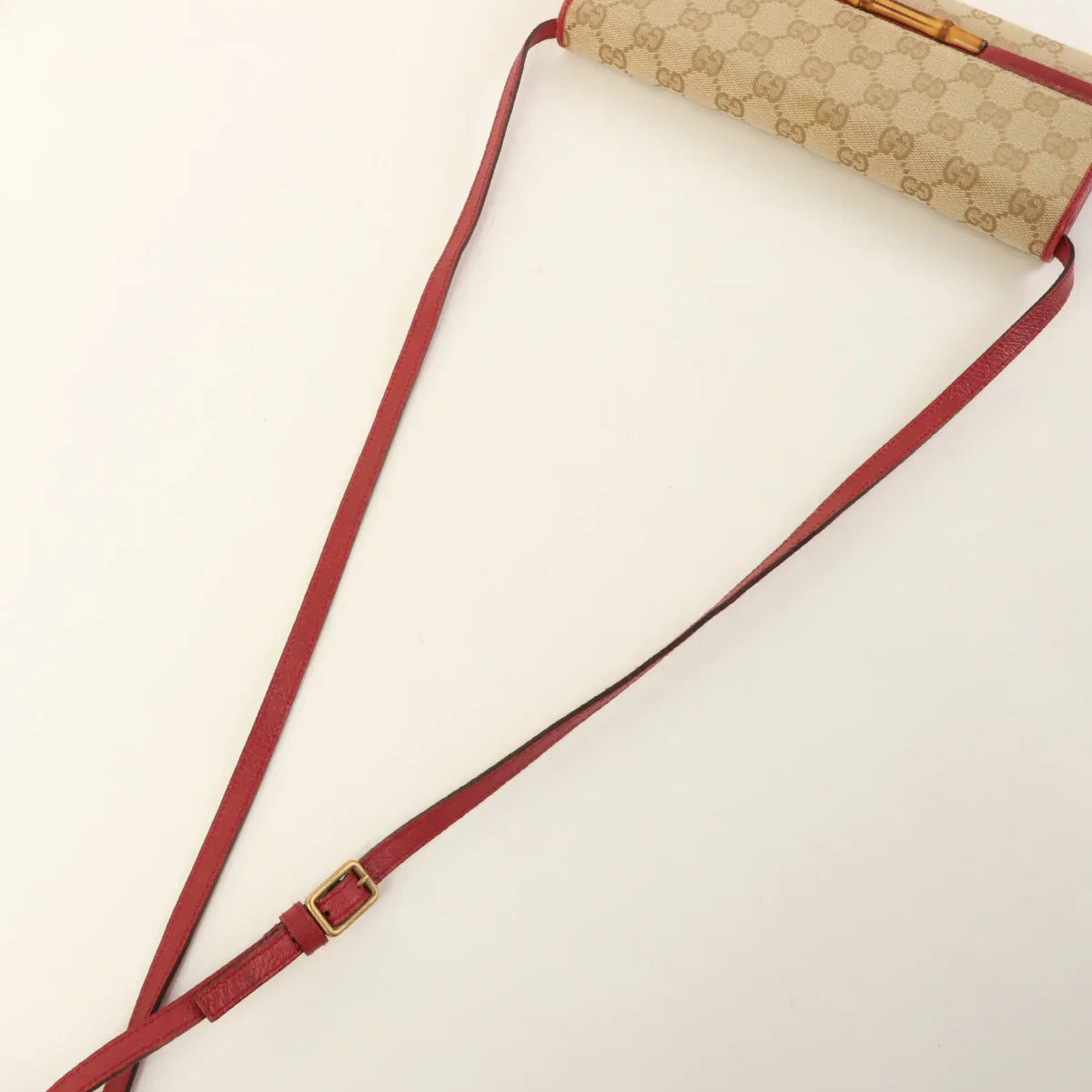 GUCCI Canvas Gg Pattern Bamboo 2Way Bag Beige/Wine Red