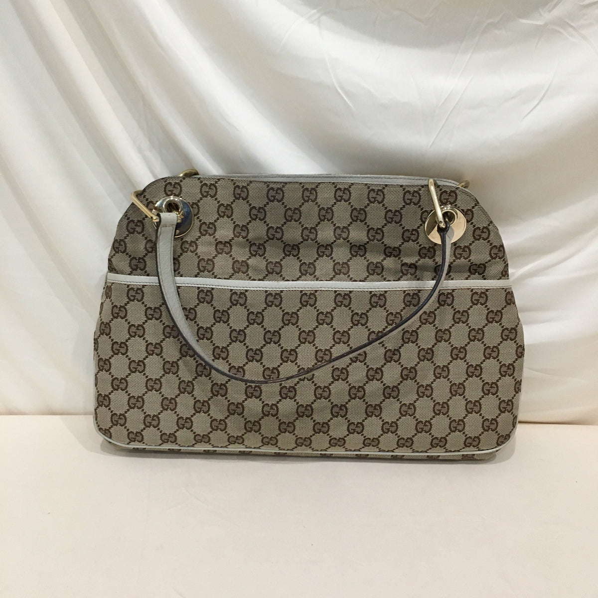 Gucci Beige White GG Canvas Shoulder Bag Sku# 71190L