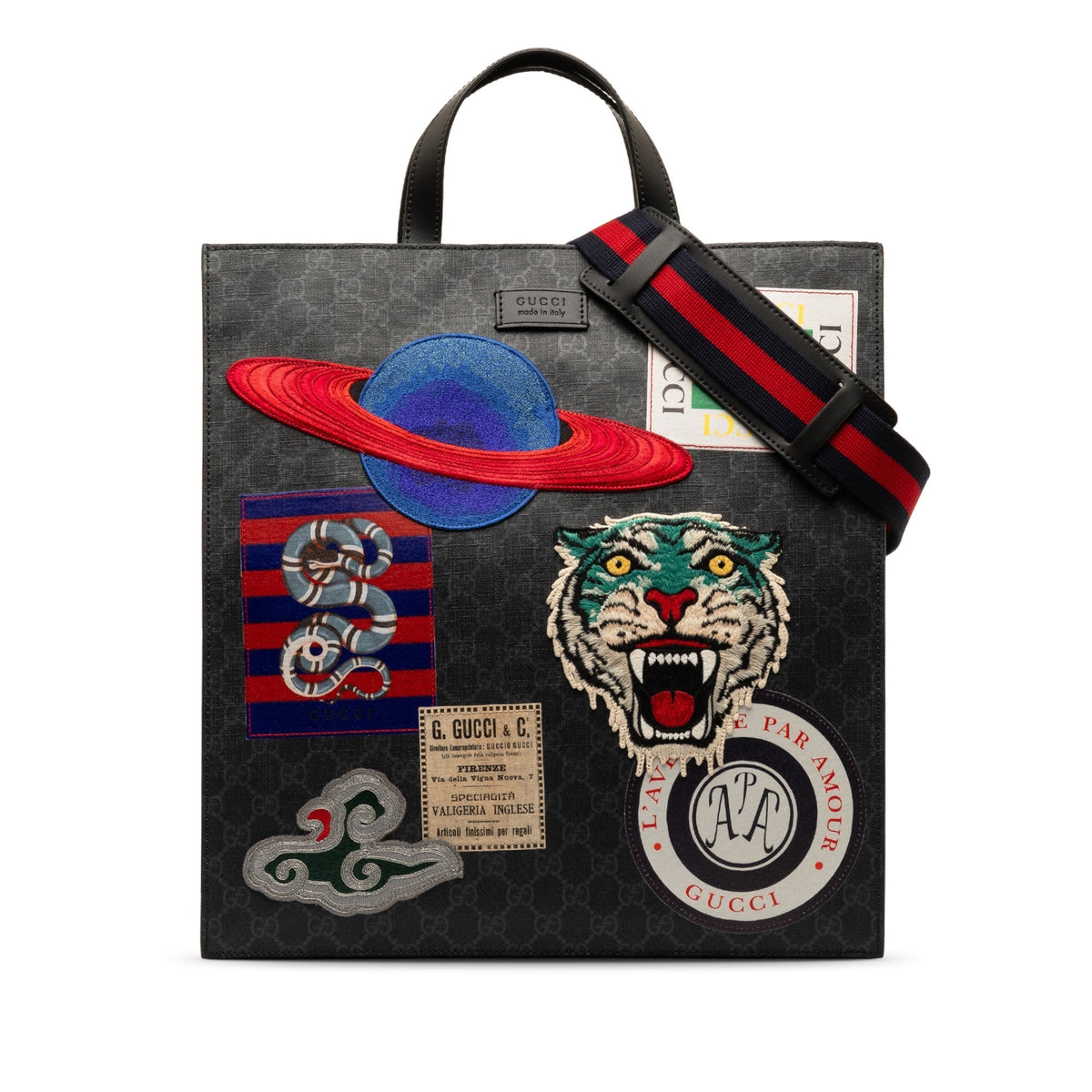GUCCI GG Supreme Night Courrier Vertical Satchel