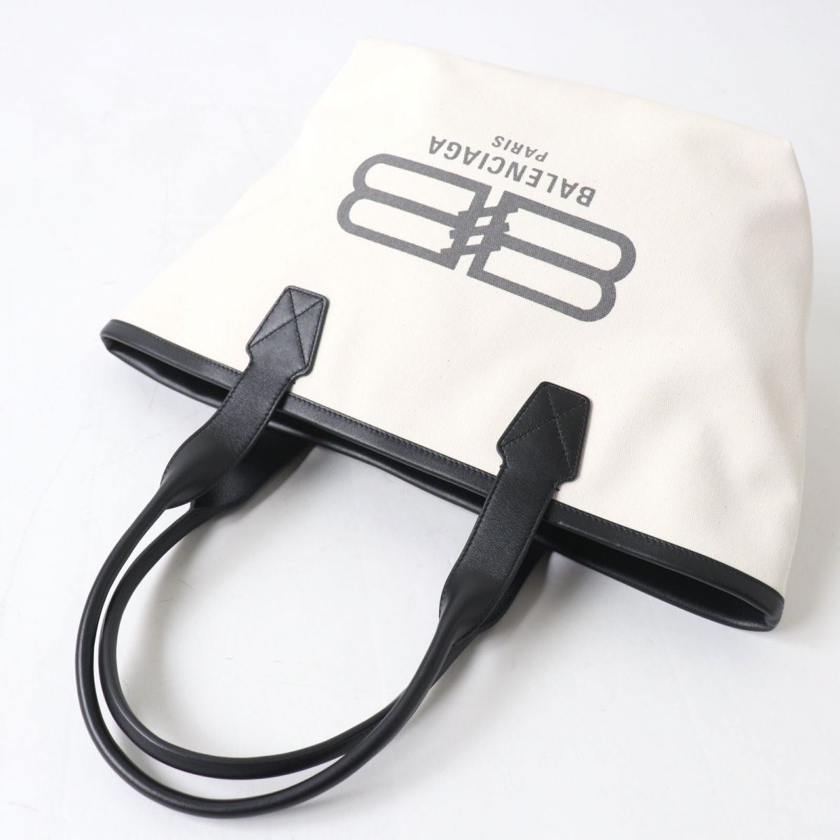 balenciaga JUMBO Logo Tote Bag Ivory Black