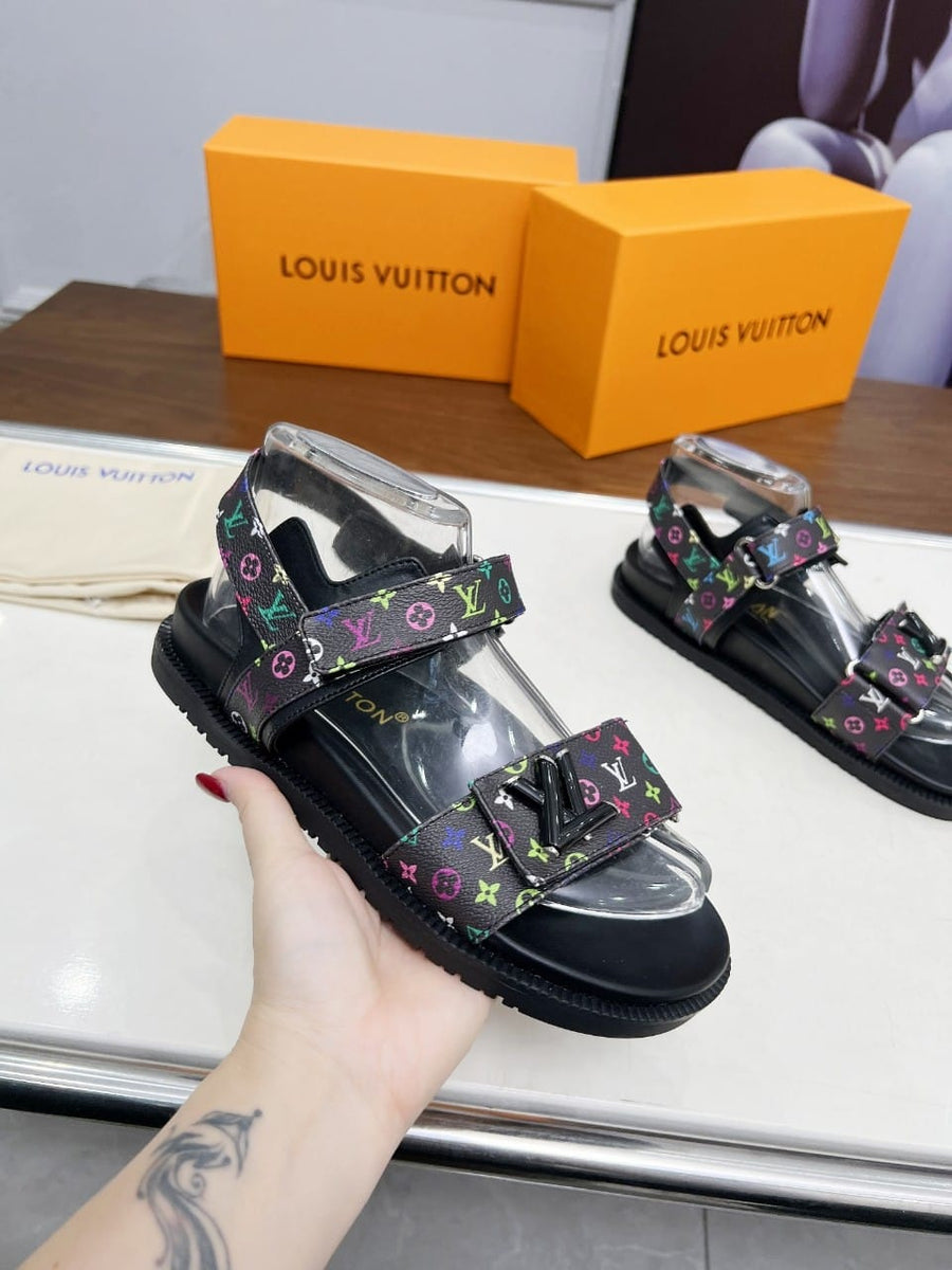 LV X MURAKAMI LV SUNSET FLAT COMFORT SANDAL BLACK 1AGXF6