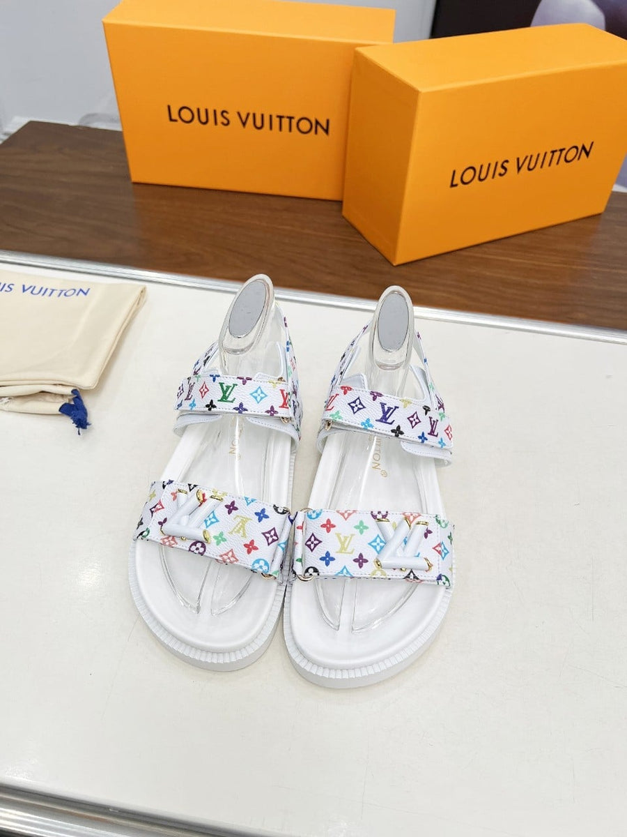 LV X MURAKAMI LV SUNSET FLAT COMFORT SANDAL WHITE 1AGXEQ