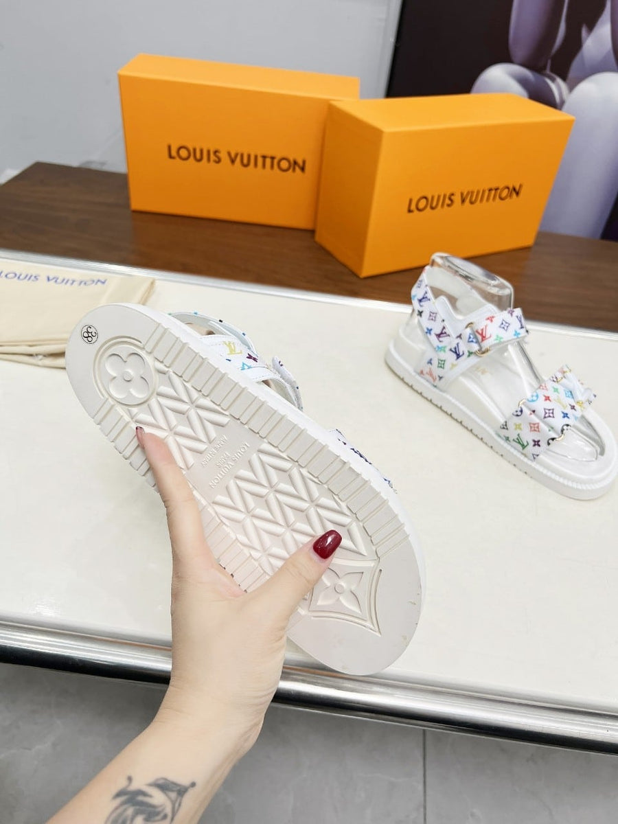 LV X MURAKAMI LV SUNSET FLAT COMFORT SANDAL WHITE 1AGXEQ