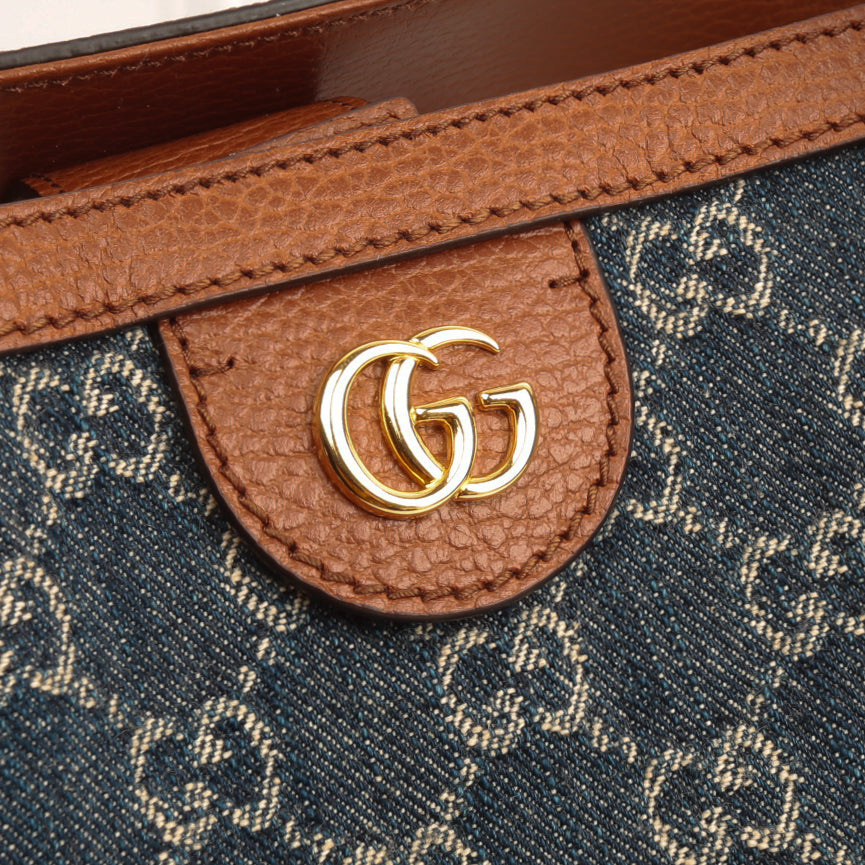 GUCCI Ophidia GG Denim Medium Tote