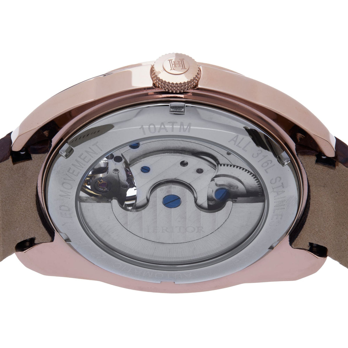 Heritor Automatic Roman Semi-Skeleton Leather-Band Watch