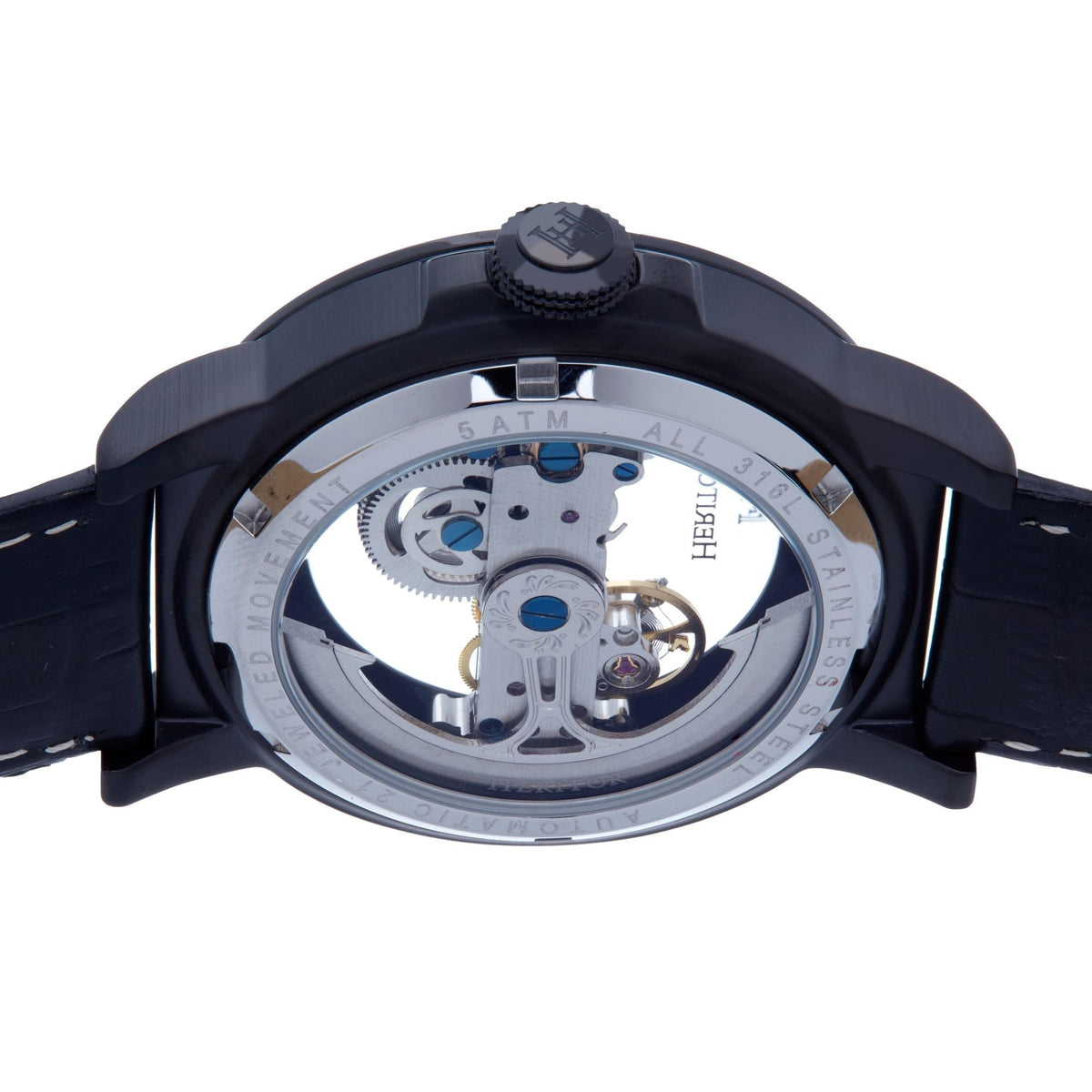 Heritor Automatic Xander Semi-Skeleton Leather-Band Watch