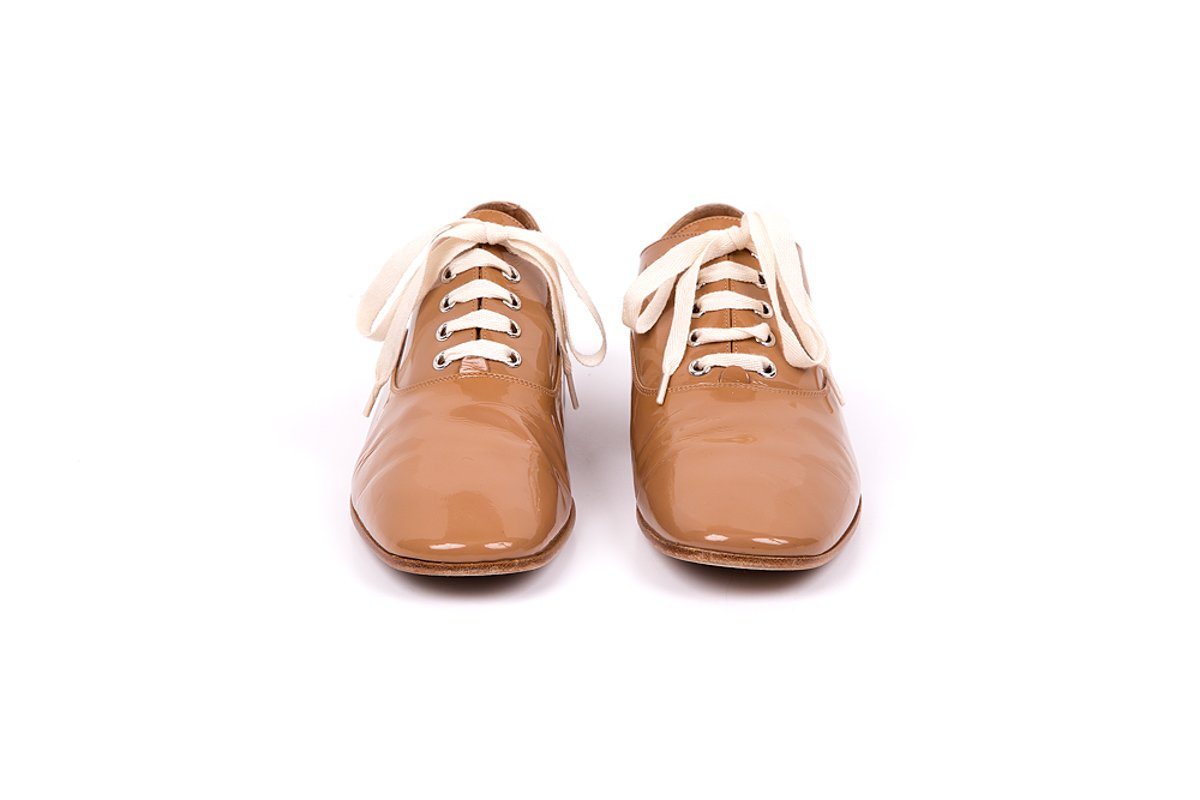 Marc Jacobs 39 Nude Patent Leather Lace Up  Flats Sale