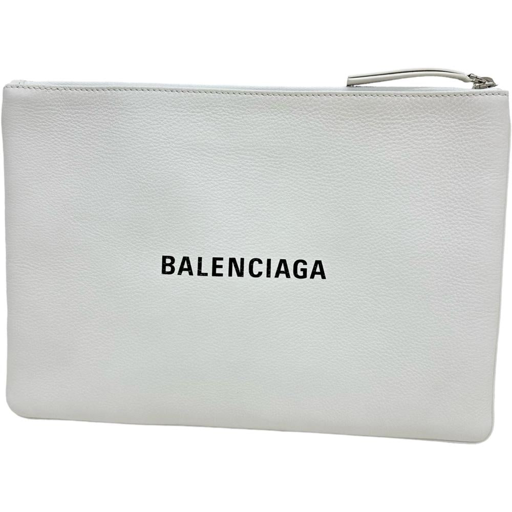 balenciaga Leather Clutch Bag White