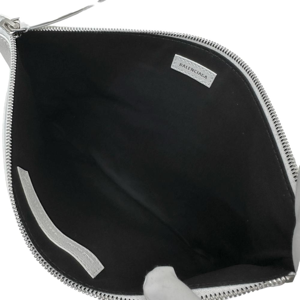 balenciaga Leather Clutch Bag White