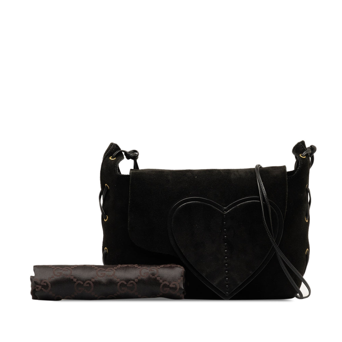 GUCCI Suede Heart Crossbody Crossbody Bag
