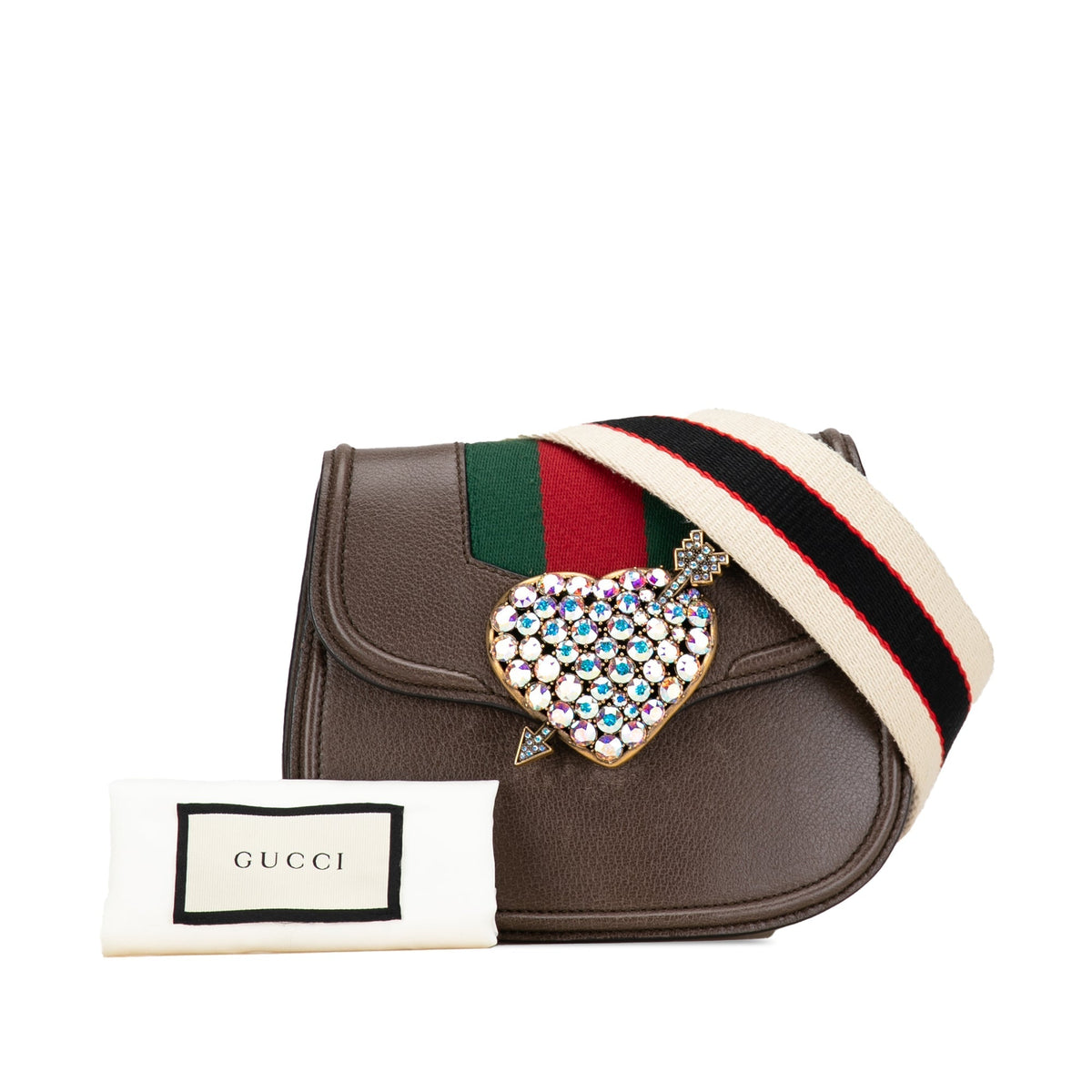 GUCCI Small Linea Totem Crystal Heart Crossbody Crossbody Bag