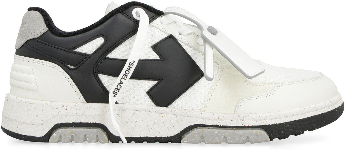 SLIM OUT OF OFFICE LEATHER AND FABRIC LOW-TOP SNEAKERS