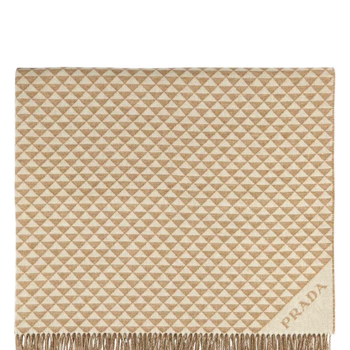 PRADA Embroidered Wool Blend Symbol Double Blanket