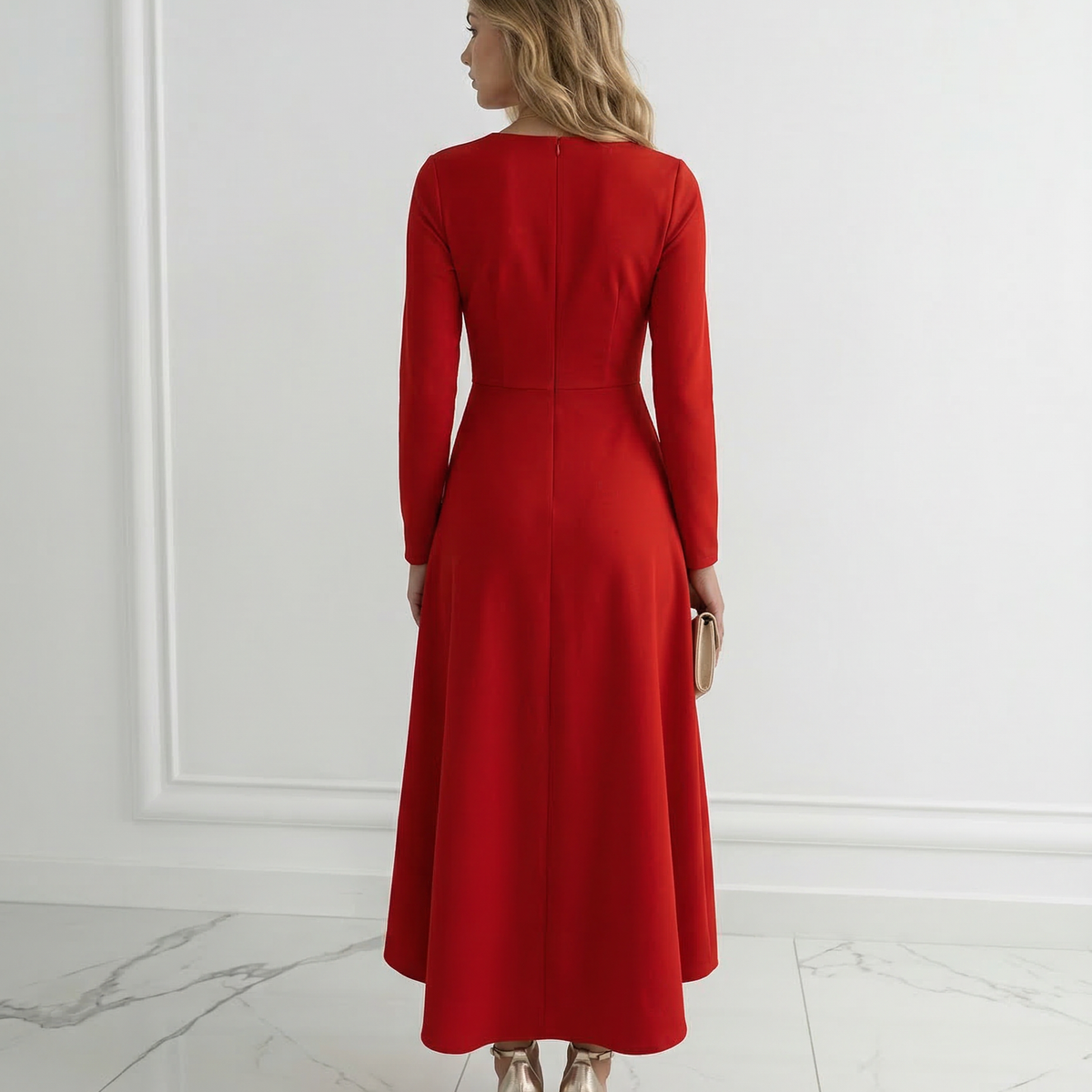 Charlotte | Wrap Midi Dress with Long Sleeves