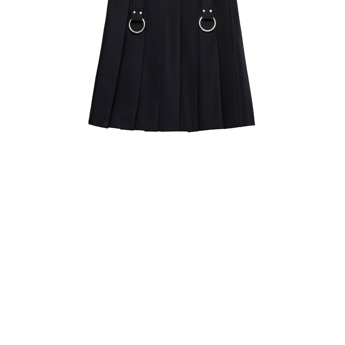 PRADA Pleated Mini Skirt with Metal Rings