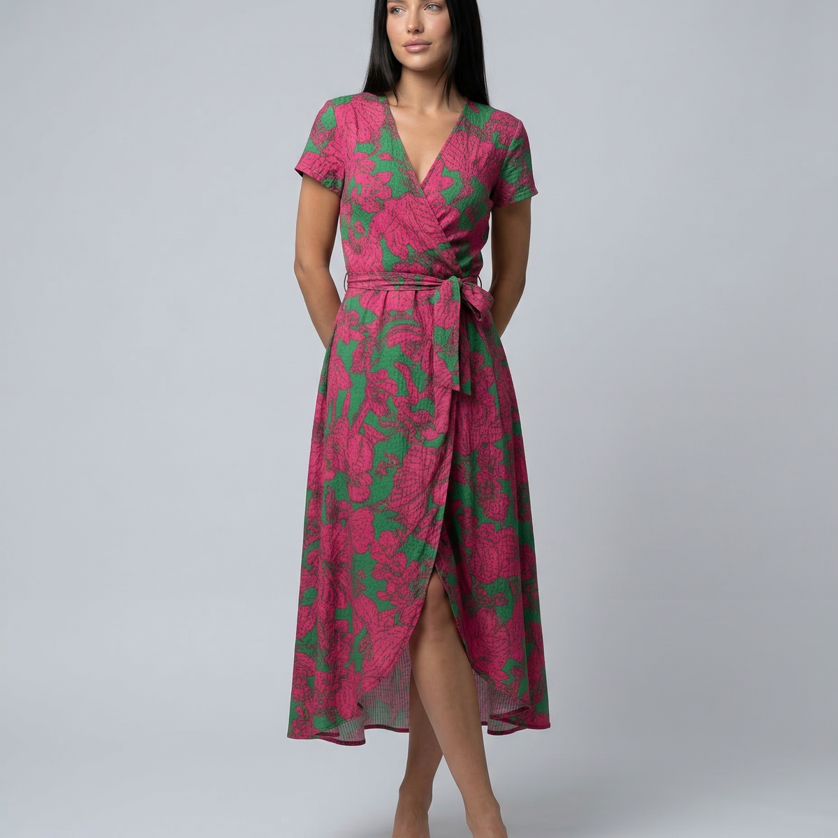 Elowen | Wrap Maxi Dress with Short Sleeves