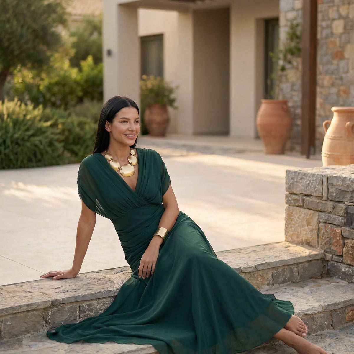 Eloria | Maxi Dress with Draped V-Neck