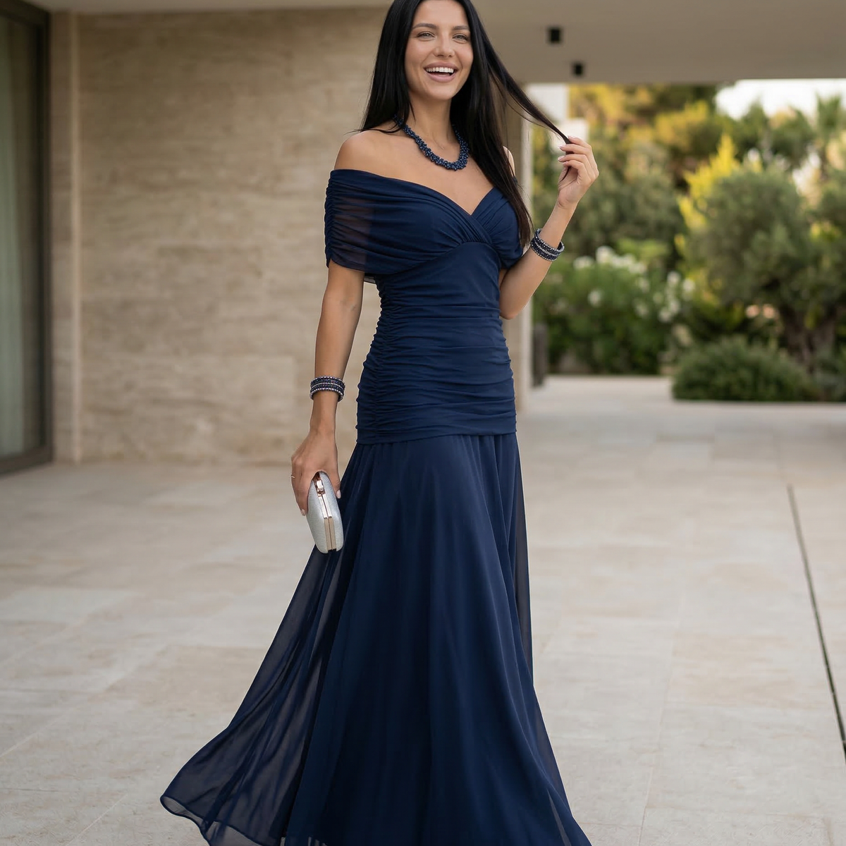 Eloria | Maxi Dress with Draped V-Neck
