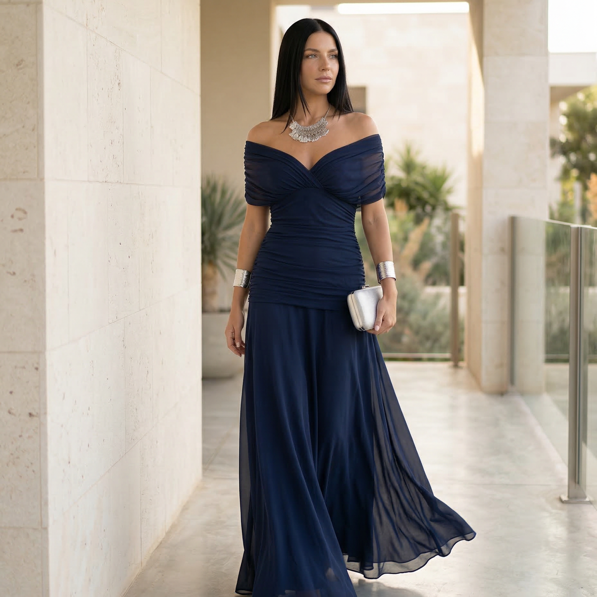 Eloria | Maxi Dress with Draped V-Neck