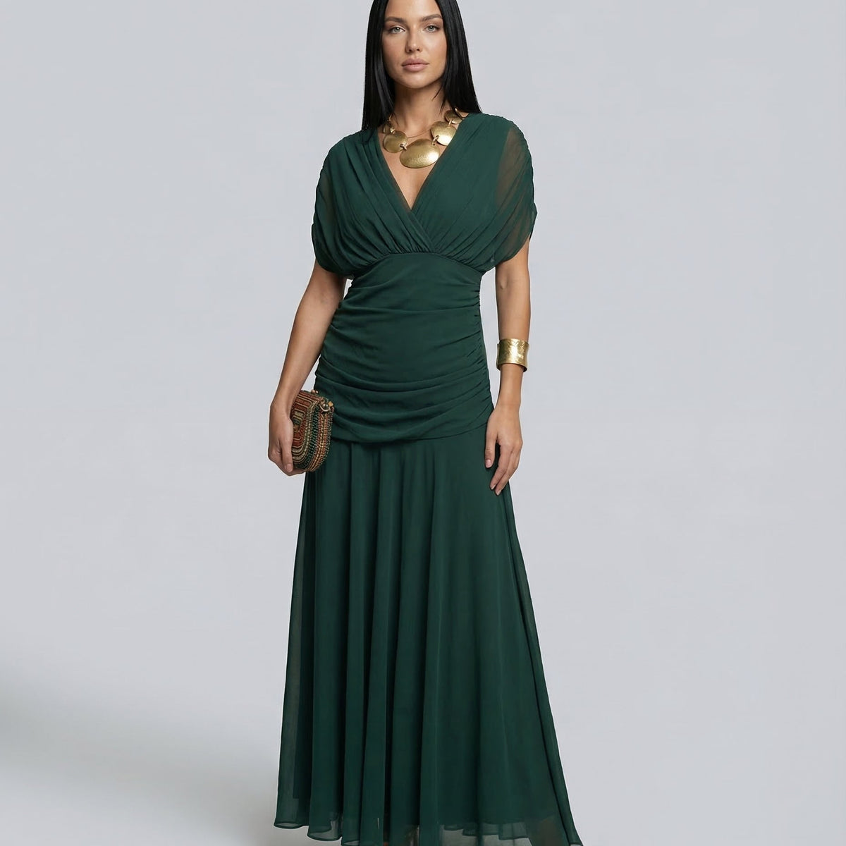 Eloria | Maxi Dress with Draped V-Neck