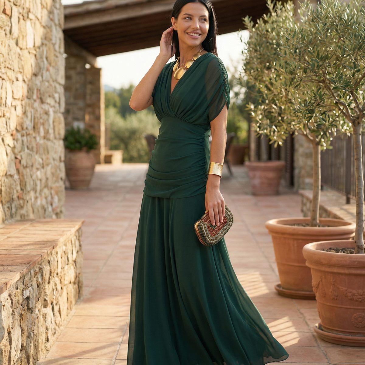 Eloria | Maxi Dress with Draped V-Neck