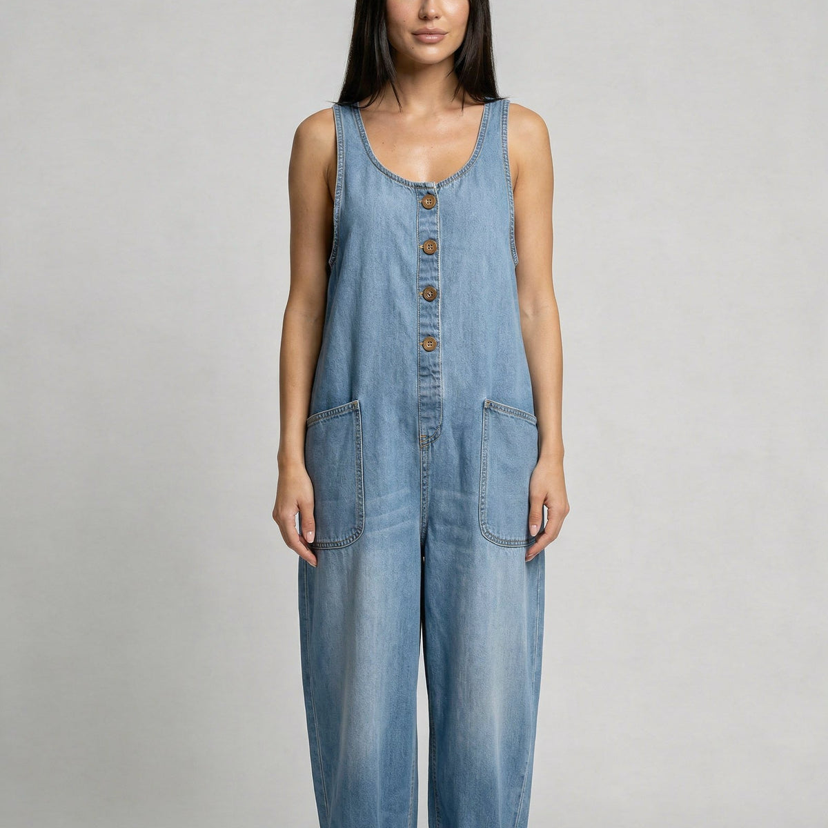 Abigail | Denim Jumpsuit with Button Front