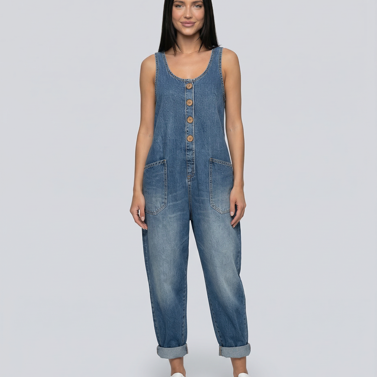 Abigail | Denim Jumpsuit with Button Front
