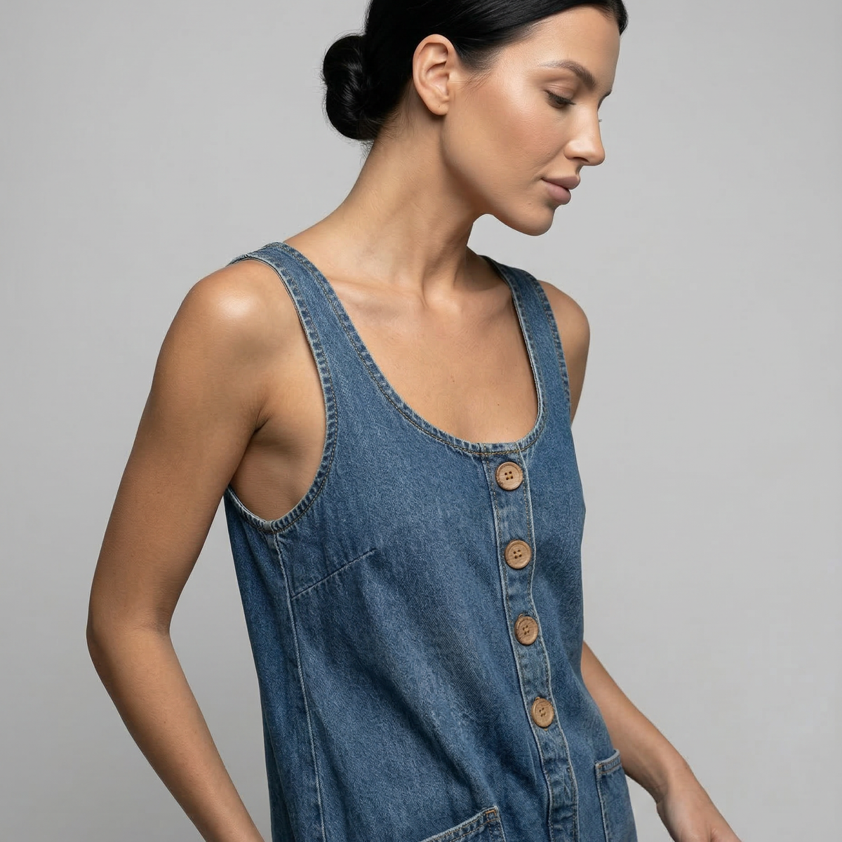Abigail | Denim Jumpsuit with Button Front