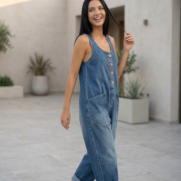 Abigail | Denim Jumpsuit with Button Front