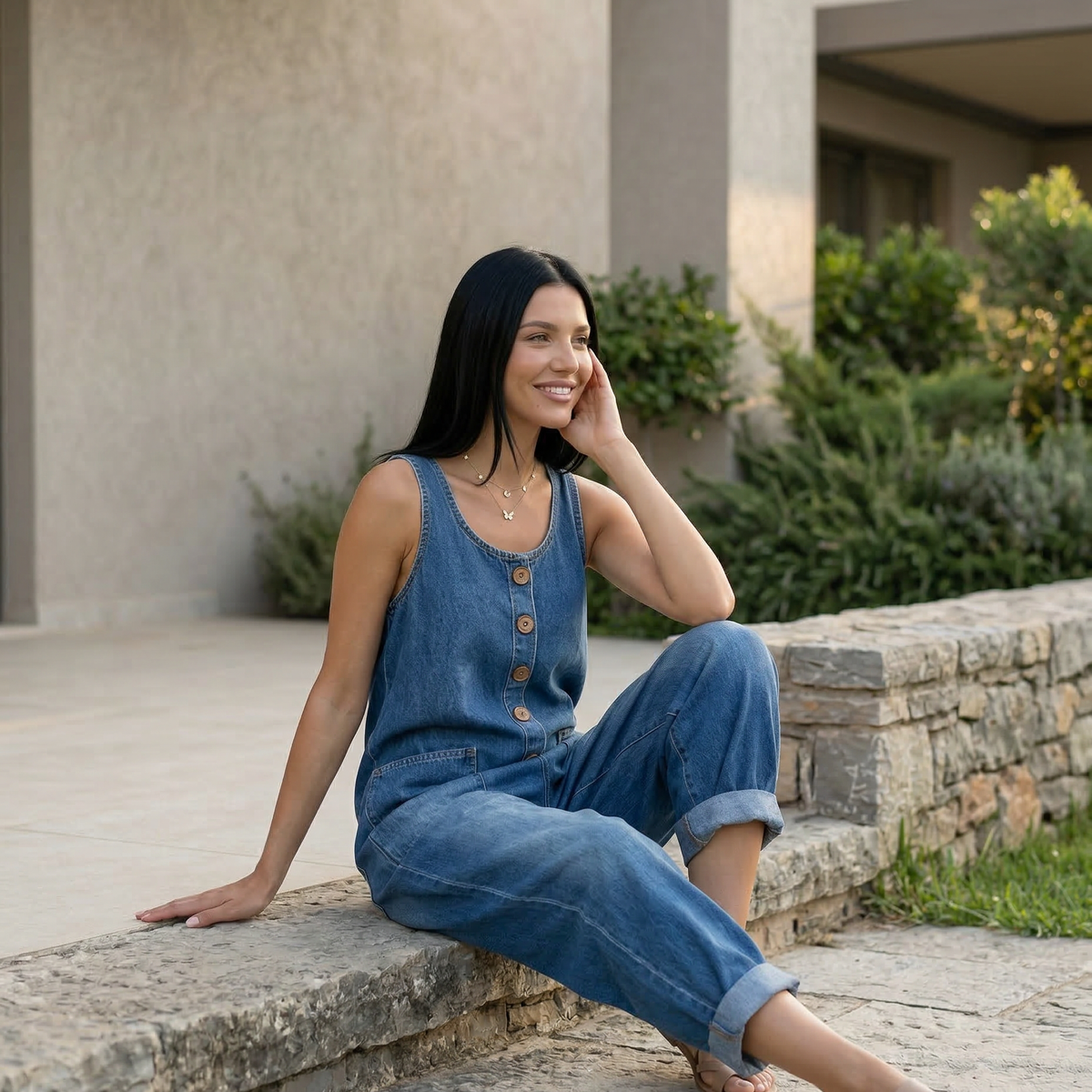 Abigail | Denim Jumpsuit with Button Front