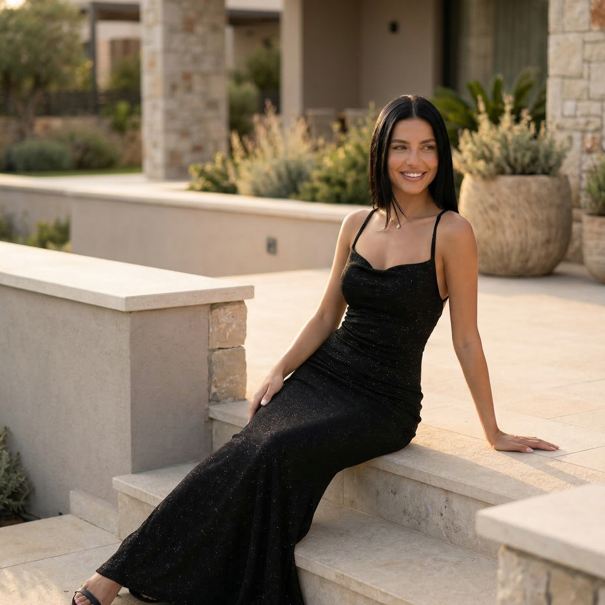 Aria | Maxi Dress with Cross-Back Detail