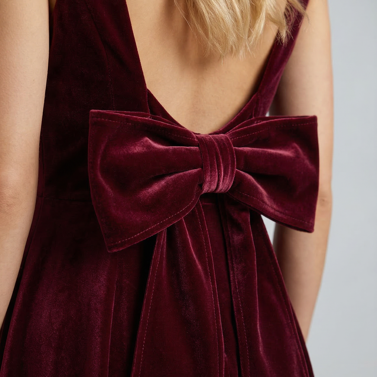 Vivienne | Midi Dress with Open Back and Bow Detail