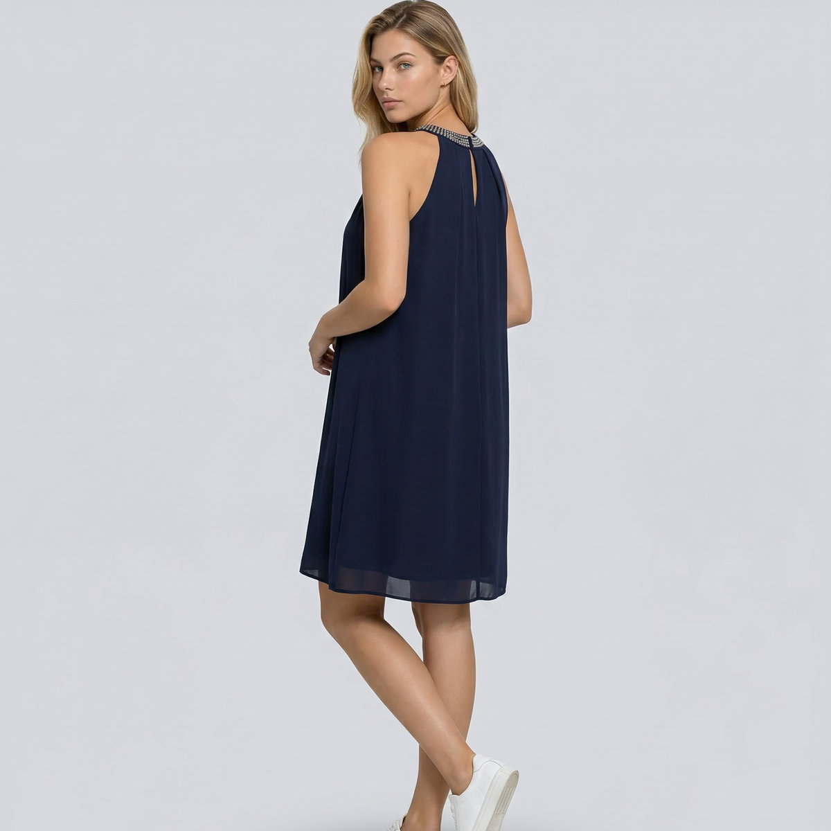 Natalie | Mini Dress with Embellished Halter Neck