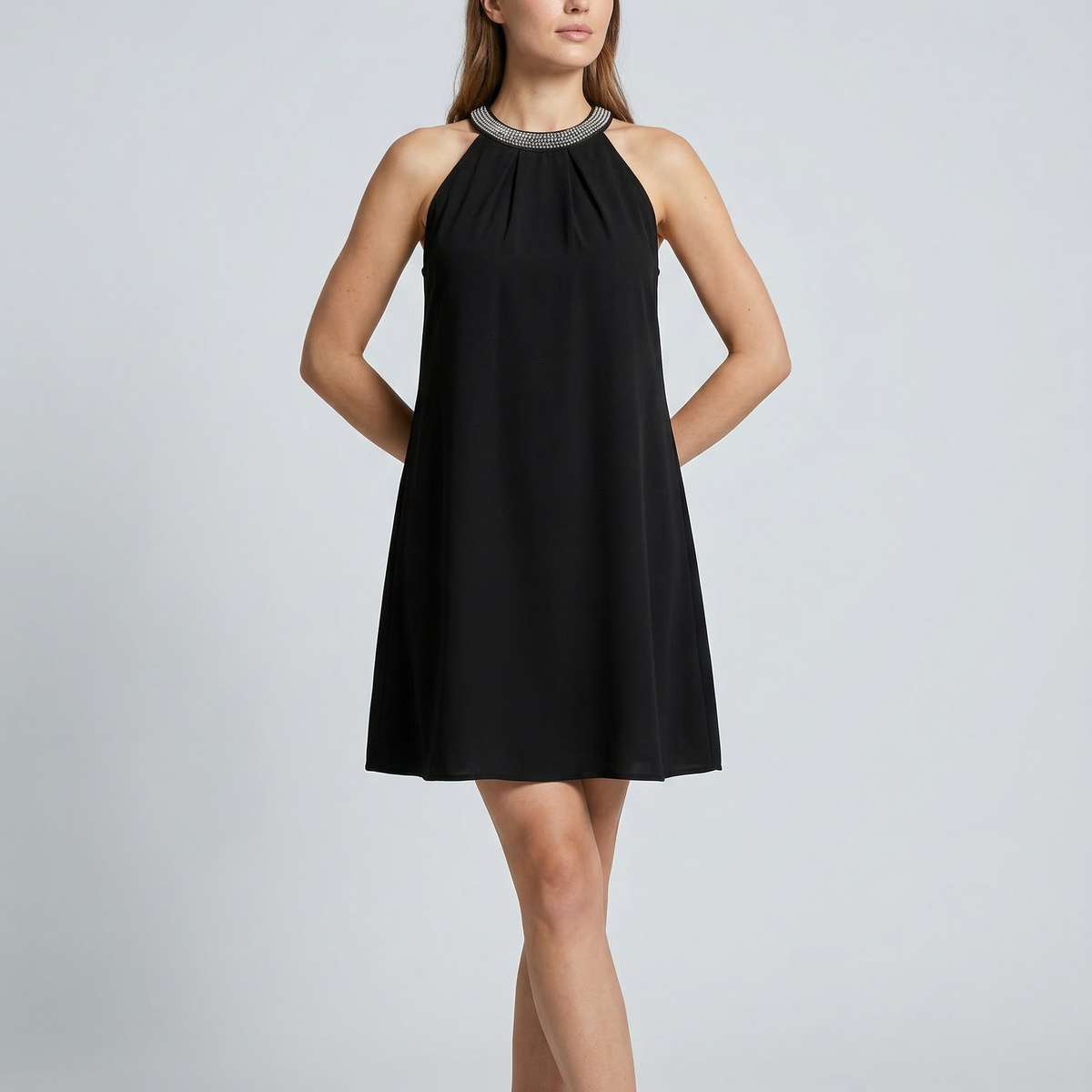 Natalie | Mini Dress with Embellished Halter Neck