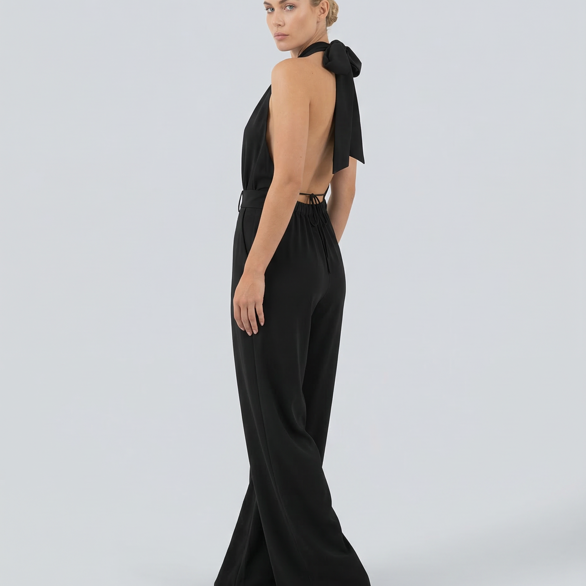 Isabella | V-Neck Ruched Wide-Leg Jumpsuit
