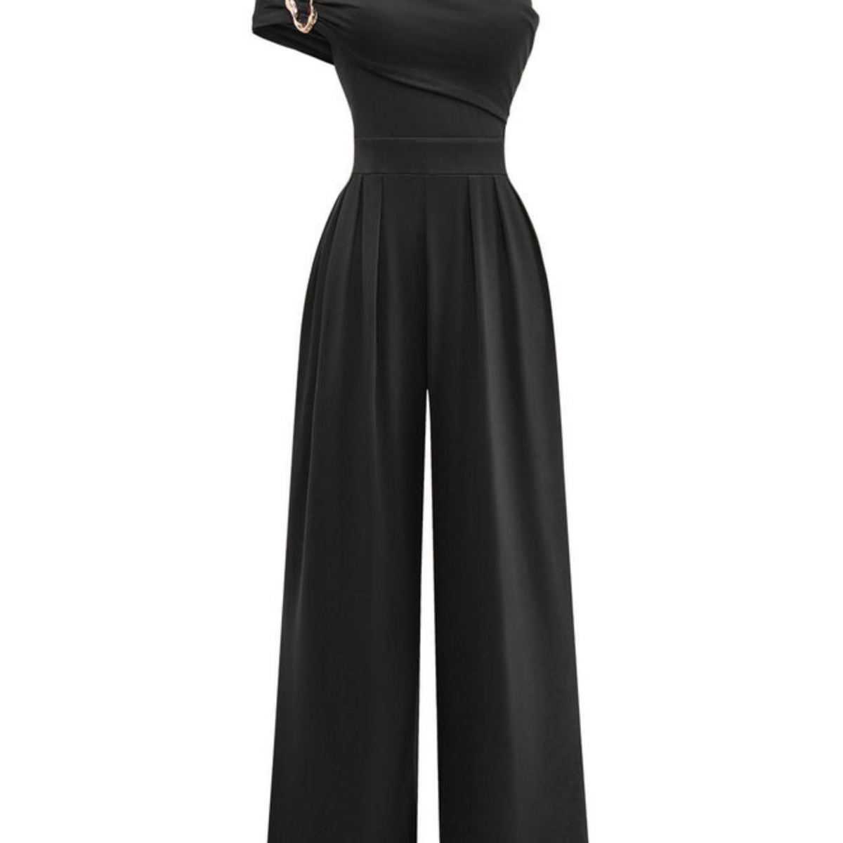 Mila | One-Shoulder Buckle Wide-Leg Jumpsuit