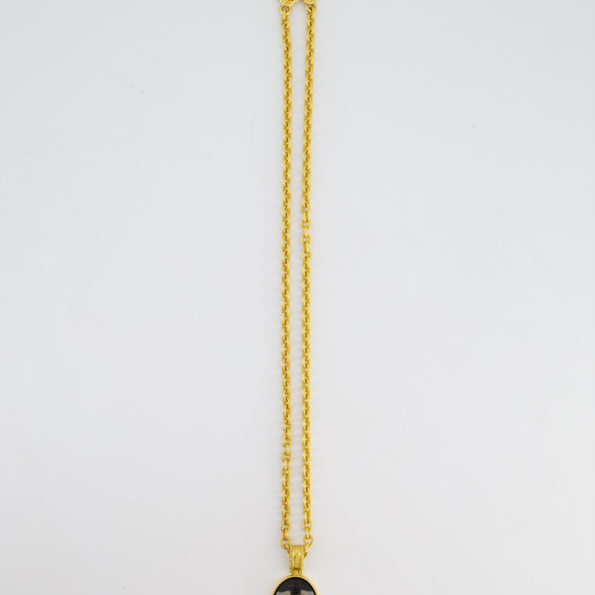 Chanel 96A Vintage Gold and Black Pendant Necklace With CC Detail