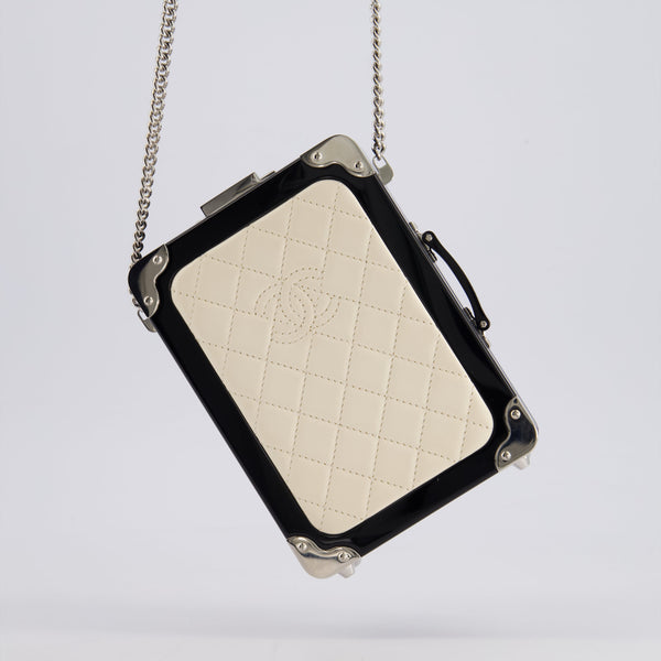 *RARE* Chanel 2016 Airlines Evening In The Air Trolley Minaudi√®re Bag with Silver Hardware and Quilted Leather with CC Logo Detail