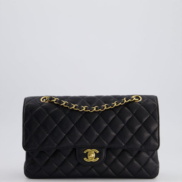 *HOT* Chanel Black Medium Classic Double Flap Bag in Caviar Leather with Gold Hardware