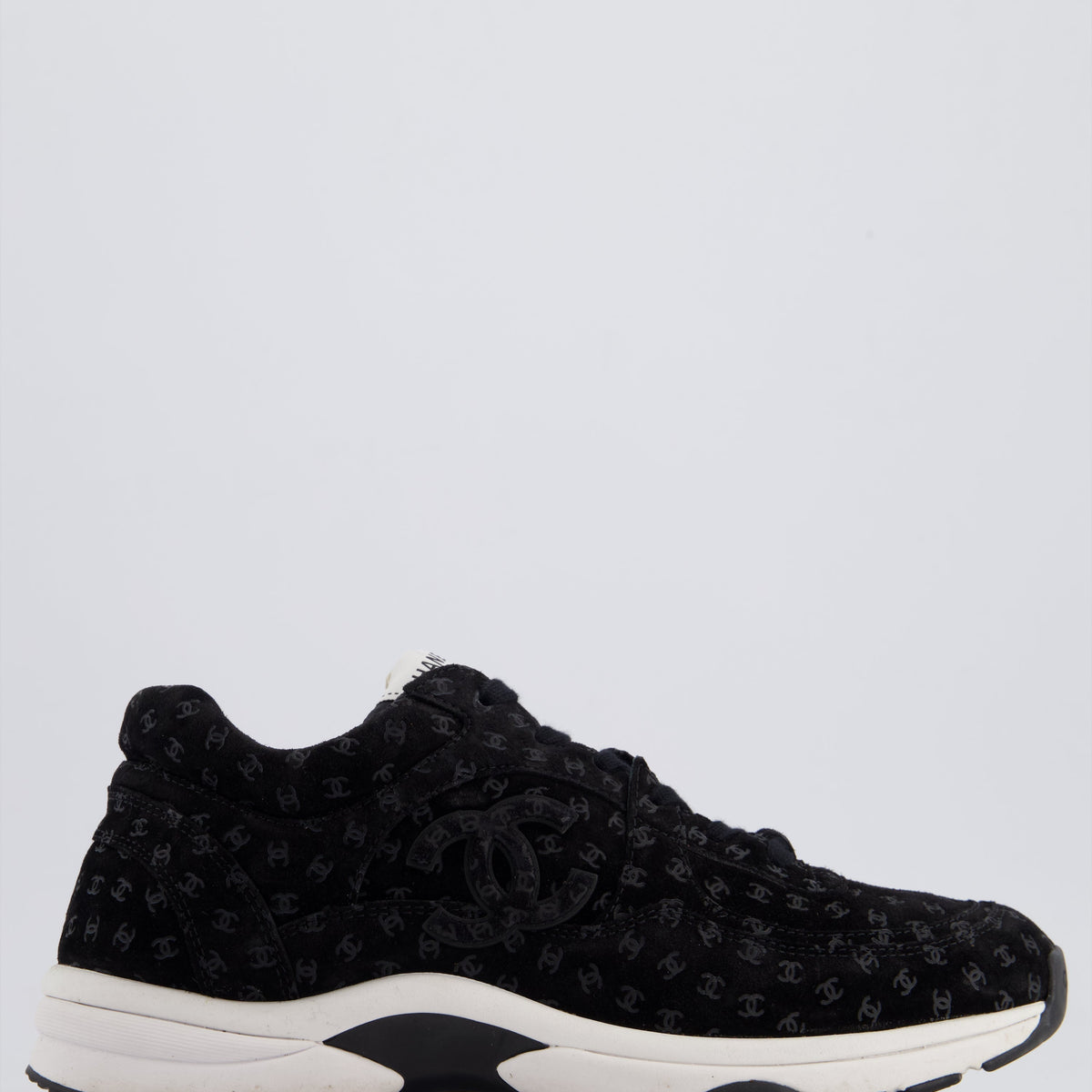 Chanel Black Suede Sneakers with CC Logo Size EU 41.5