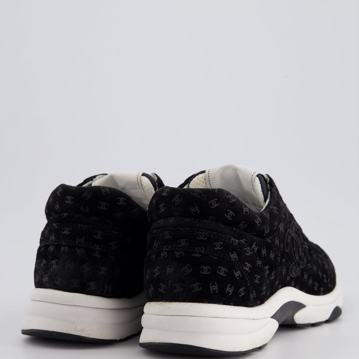 Chanel Black Suede Sneakers with CC Logo Size EU 41.5