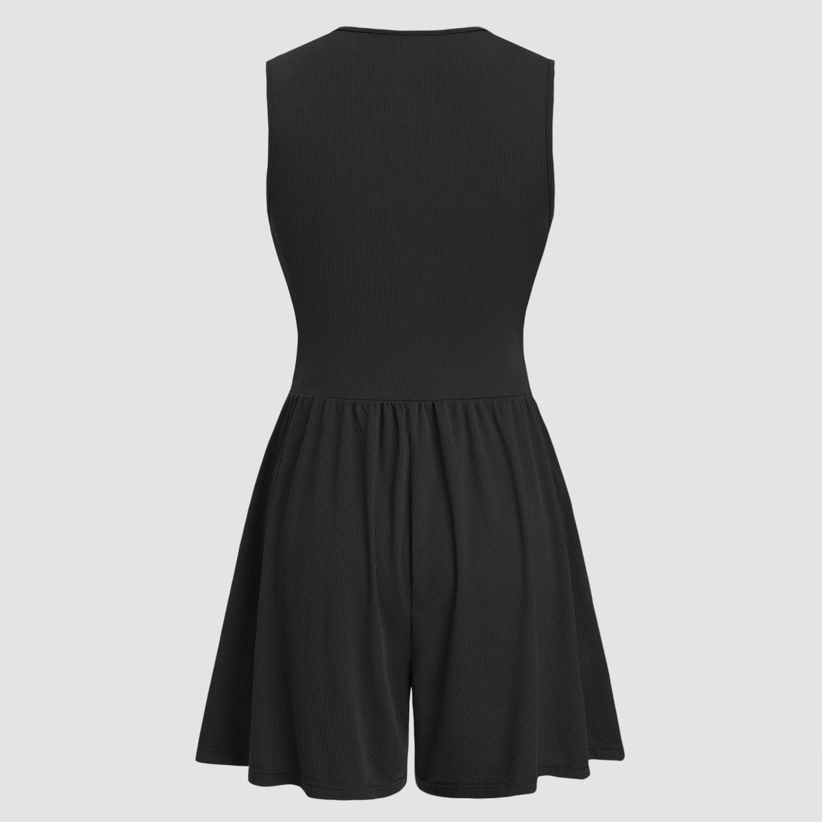 Kylie | V-neck Solid Ruched Pocket Romper
