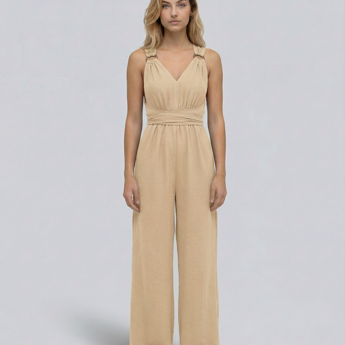 Leanne | Jumpsuit with Cross-Back Detail and Wide-Leg Fit