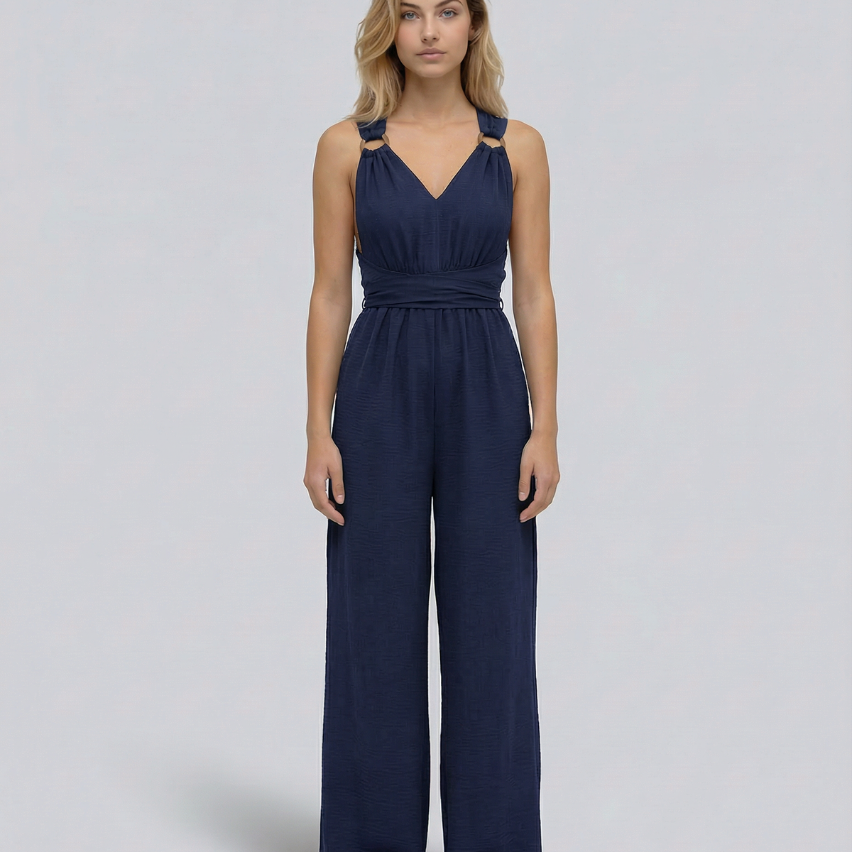 Leanne | Jumpsuit with Cross-Back Detail and Wide-Leg Fit