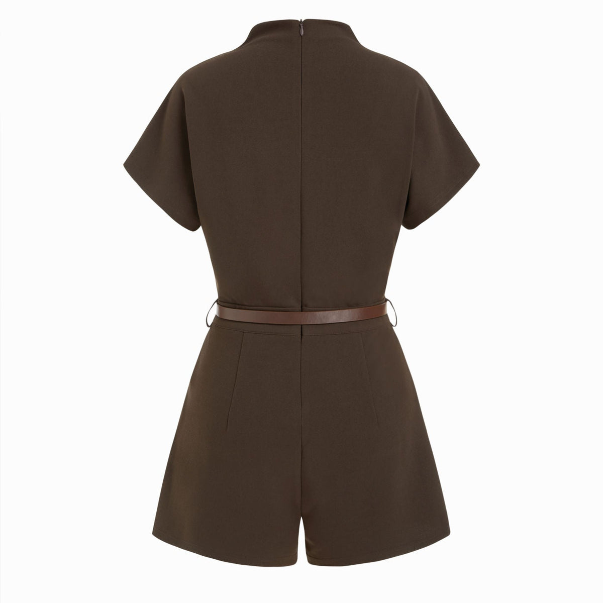 Sarah | Belted High-Neck Short Romper