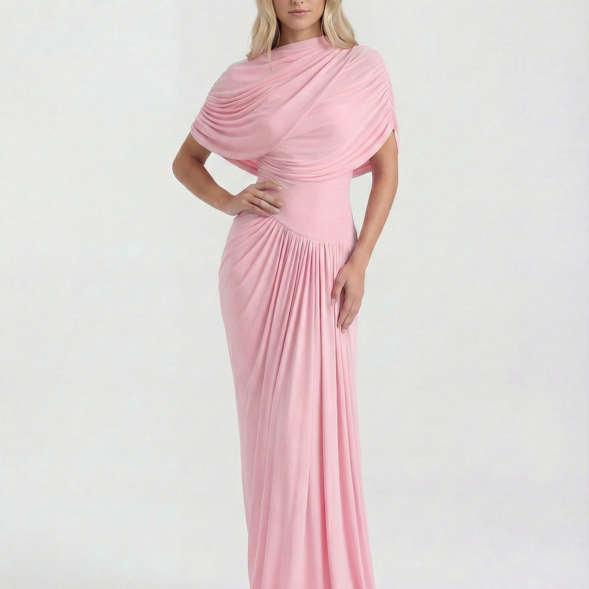 Beatriz | Maxi Dress with Draped High Neck and Ruched Detail