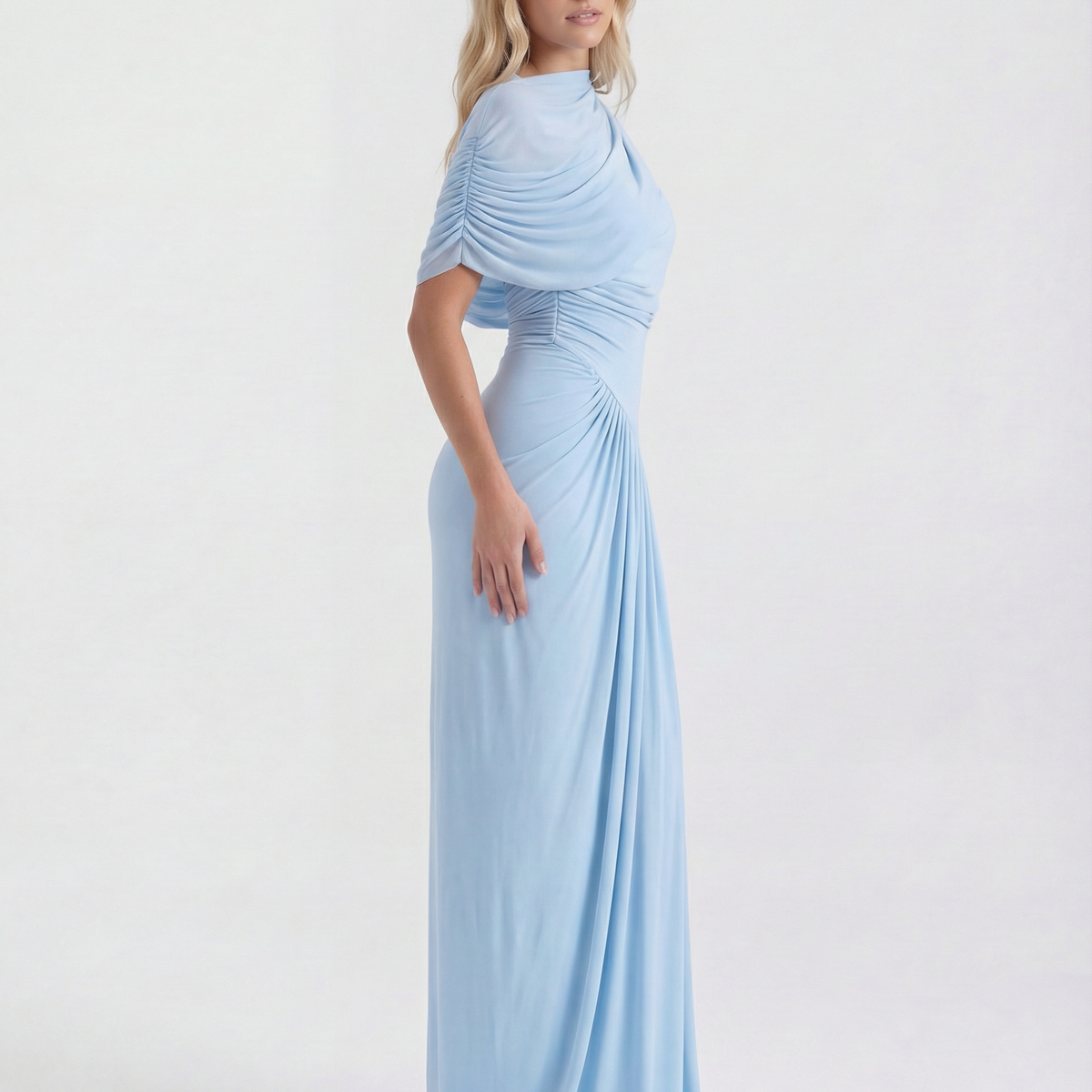 Beatriz | Maxi Dress with Draped High Neck and Ruched Detail