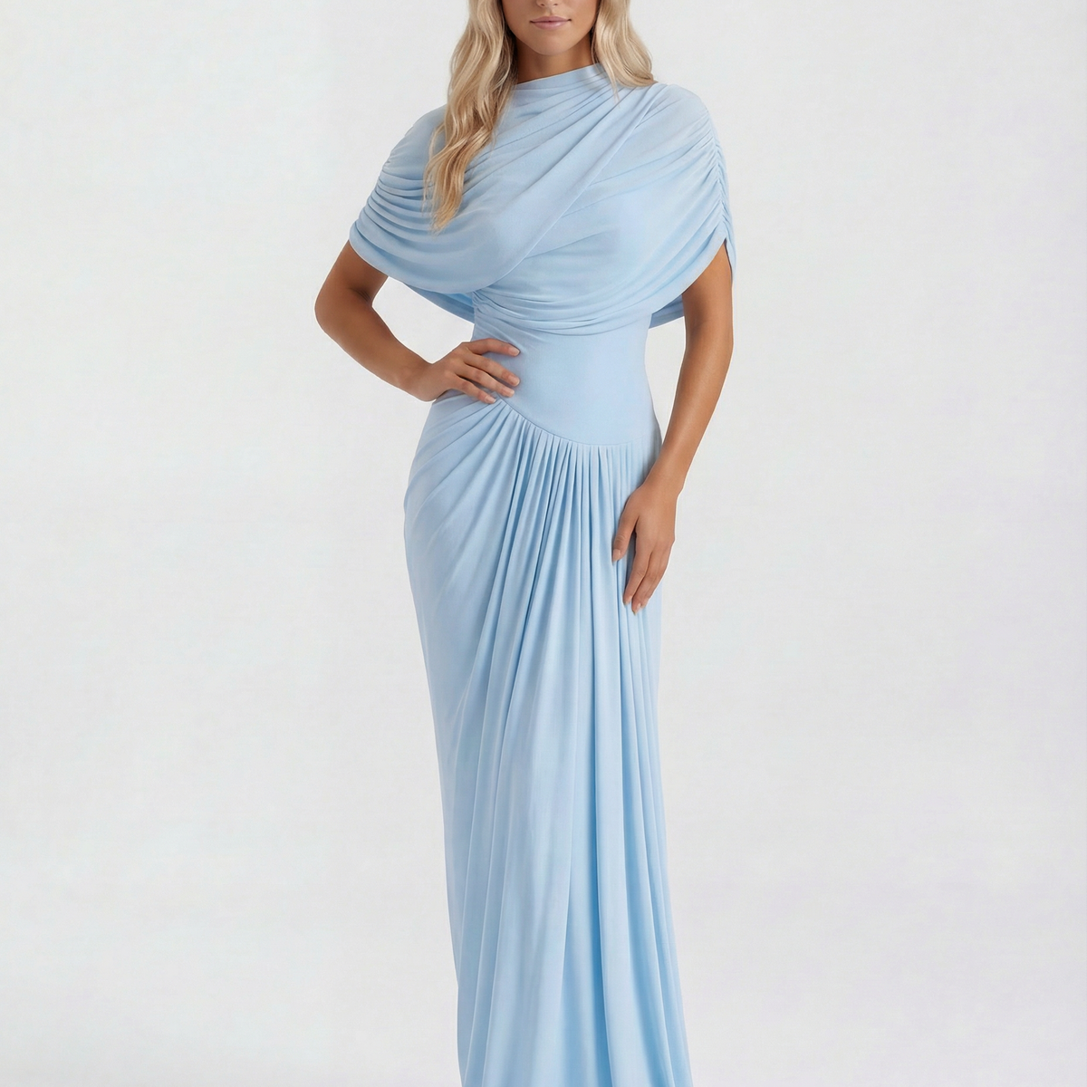 Beatriz | Maxi Dress with Draped High Neck and Ruched Detail