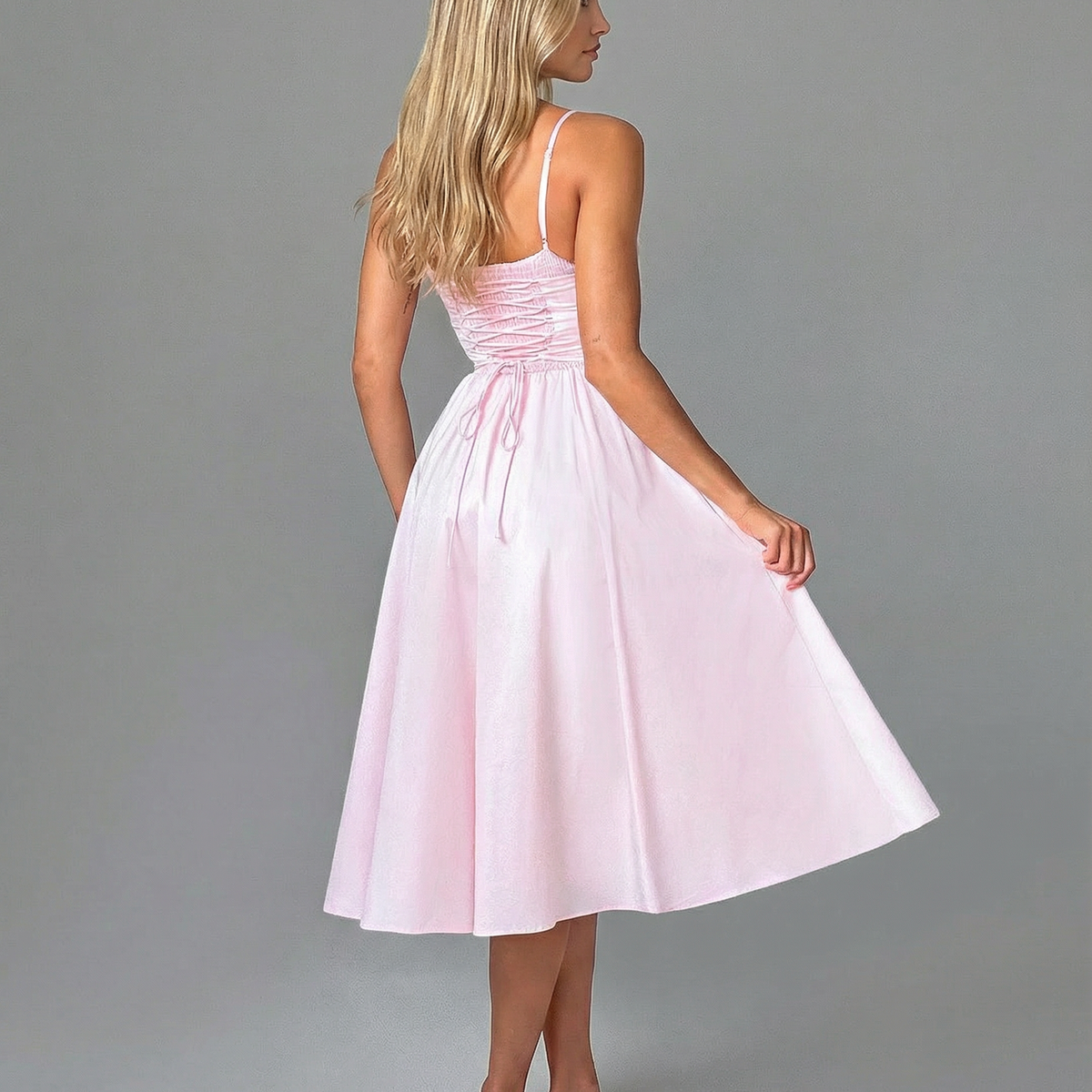 Maya | Flared Skirt Corset Midi Dress